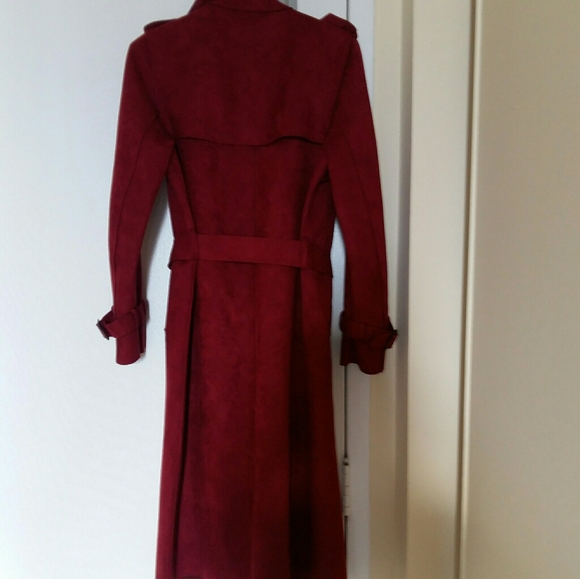 SOLD !! Faux Suede trench coat in size small - Picture 2 of 4